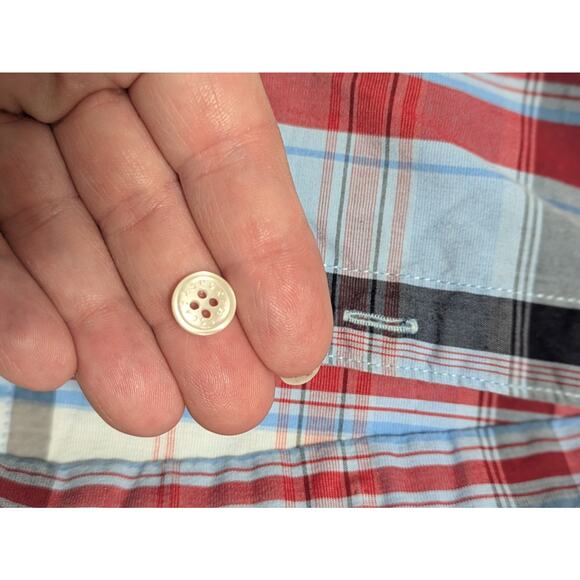 Escada Sport Shirt Button Up Women Red White Blue Plaid Small Top Blouse - Picture 9 of 10